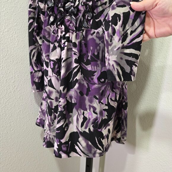 VTG Babydoll Ruffled Tunic Top Womens XL Purple Black Whimsigoth Fairy Cottage - Picture 3 of 9